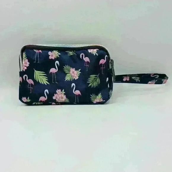 Flamingo Makeup Cosmetic Wristlet - Picture 1 of 6